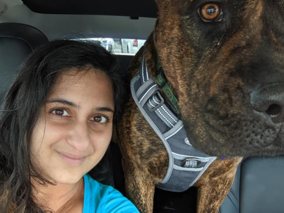 Shivani with her big dog