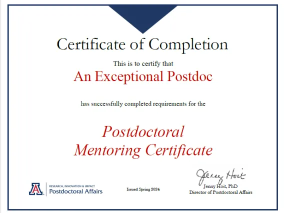 postdoc mentoring certificate