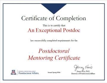 postdoc mentoring certificate