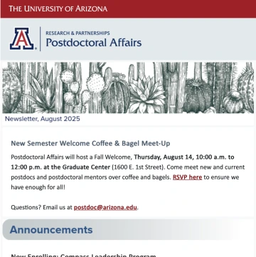 POstdoctoral affairs newsletter